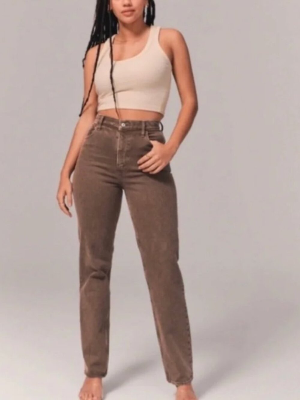 Abercrombie & Fitch Neural Brown Ultra High Rise 90s Straight Curve Love Jeans